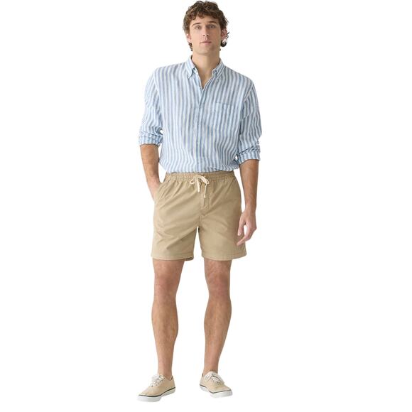 NWT J.Crew 6” Dock Shorts XS Khaki Cotton Drawstring Fair Trad - Picture 2 of 7